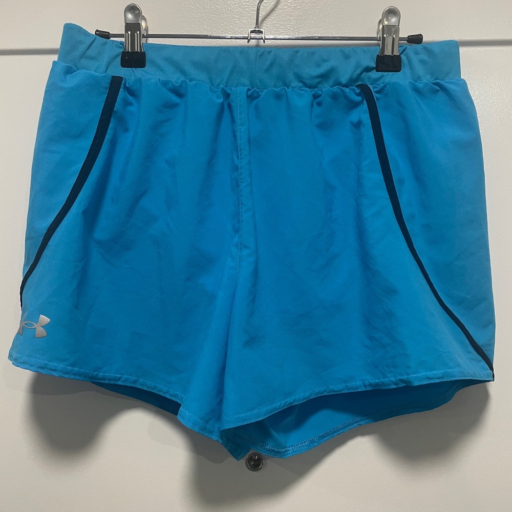 Under Armour HeatGear Womens Blue Running Training Shorts Medium Loose Fit 3in